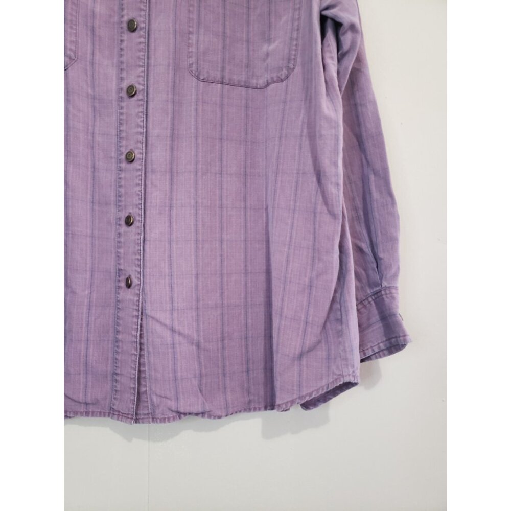 Vtg J Jill 90s Womens XL Shirt Button Up Purple Striped Outdoors Indie Tencel - Picture 3 of 5